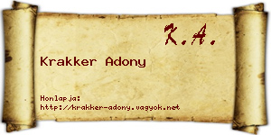 Krakker Adony névjegykártya